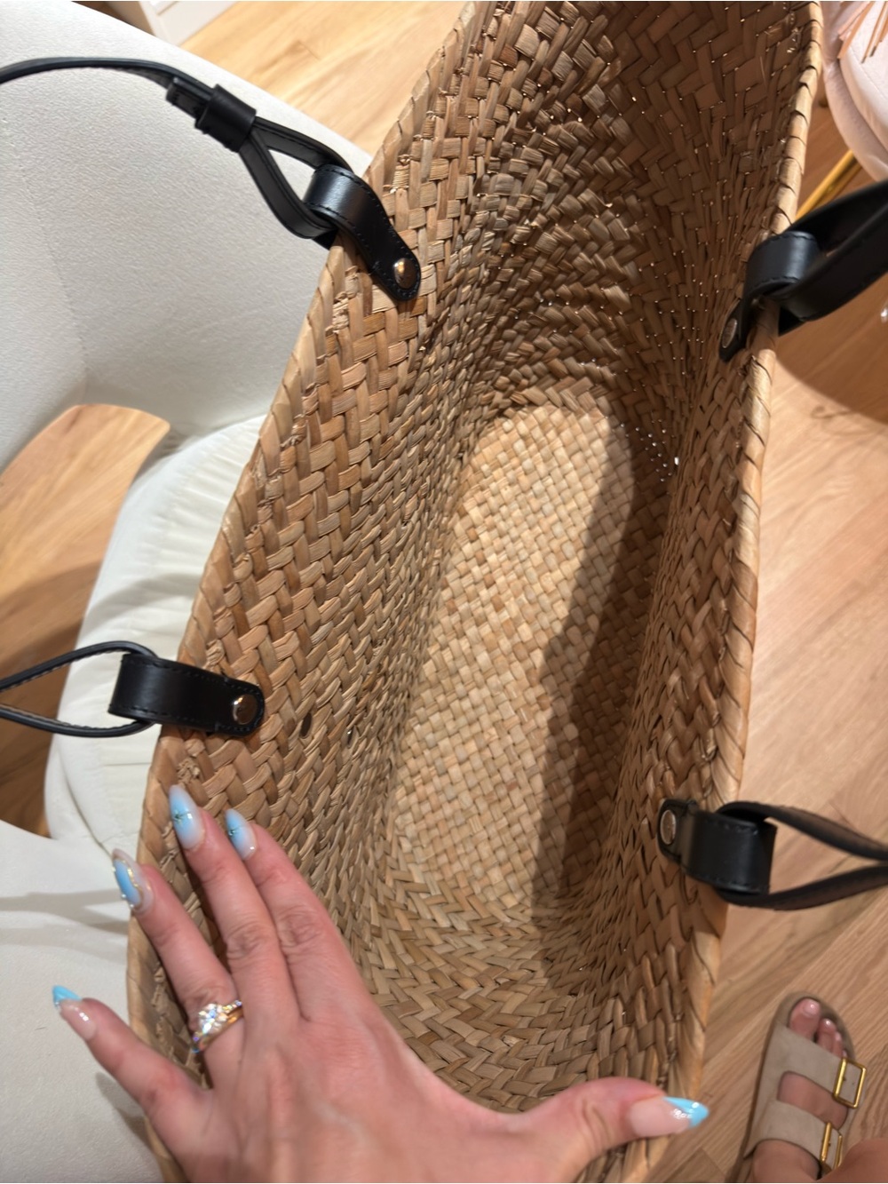 NEW - never used - Rebecca Minkoff Natural Straw Tote with Black Leather Trim - Picture 6 of 12